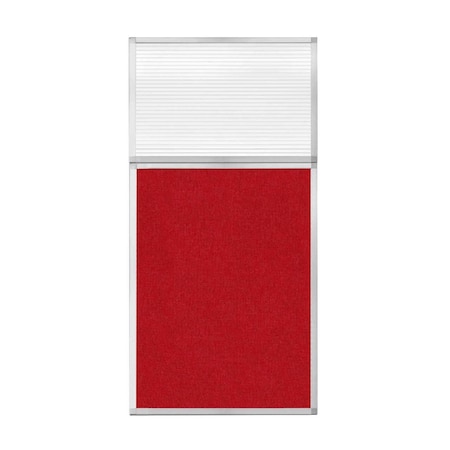 Versare Hush Panel Configurable Cubicle Partition 3' x 6' W/ Window Red Fabric Clear Fluted Window 1852327-1